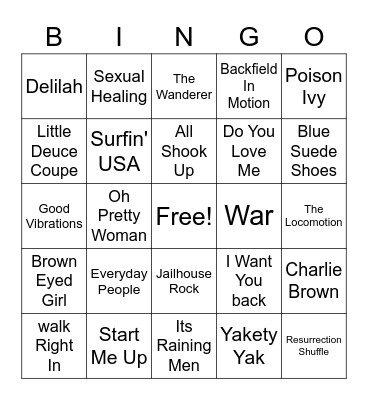 Misc. Hits Cover All 1 Bingo Card