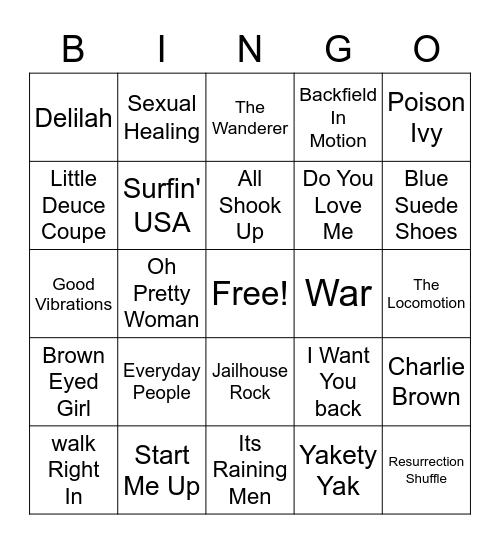 Misc. Hits Cover All 1 Bingo Card