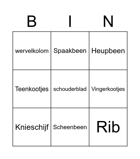 Bottenbingo Card