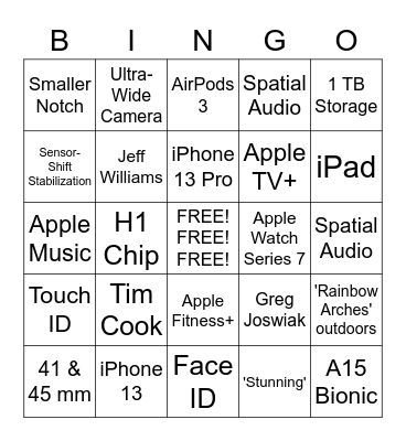 B-Teezy's Apple iPhone 13 Event! Bingo Card