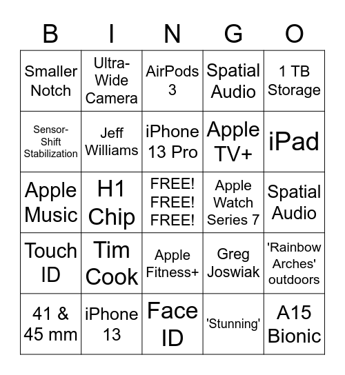 B-Teezy's Apple iPhone 13 Event! Bingo Card