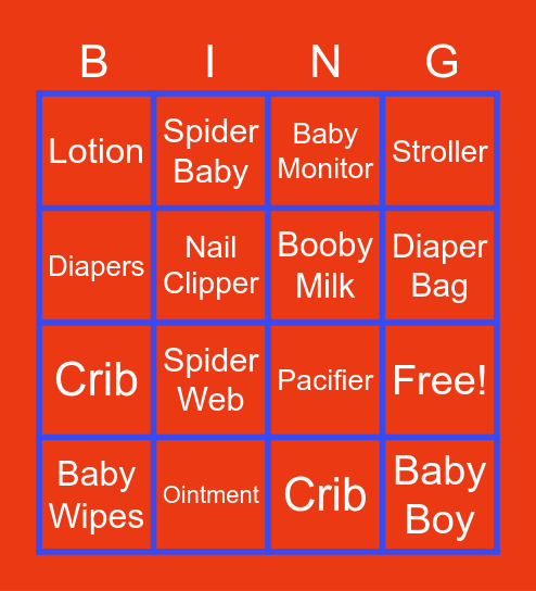 Spider-Baby Bingo Card