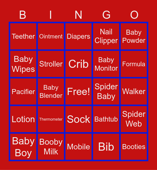 Spider Baby Bingo Card