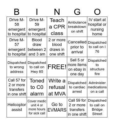 EMS 53 Bingo Card