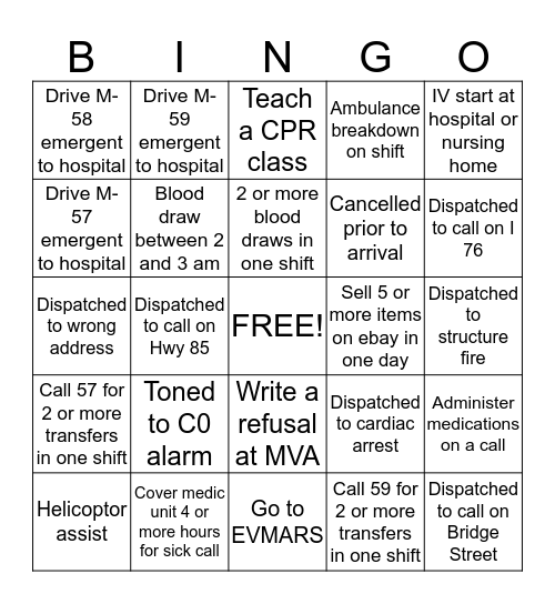 EMS 53 Bingo Card