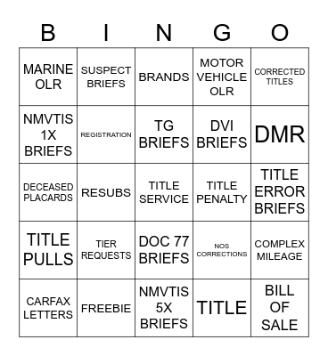 BINGO Card