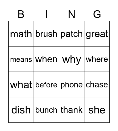 2nd Grade Week 13-17 Bingo Card