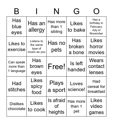 Find Someone Who... Bingo Card