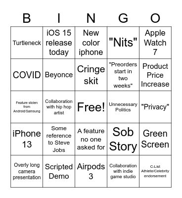 Apple Event Bingo Card