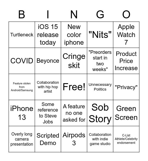 Apple Event Bingo Card