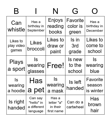Get to Know You Bingo! Bingo Card