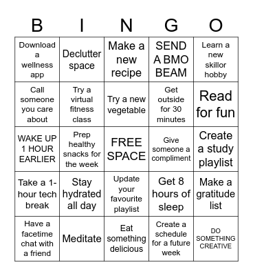 BMO Health & Wellness BINGO! Bingo Card