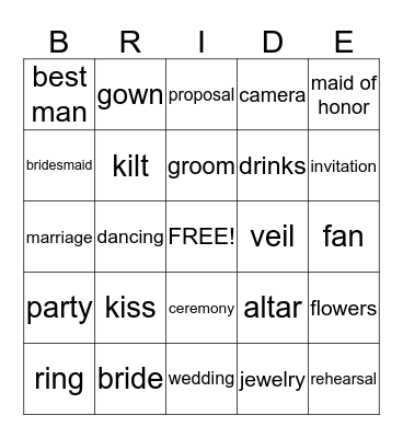 Maria's Shower  Bingo Card