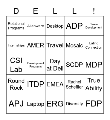 Day at Dell Bingo Card