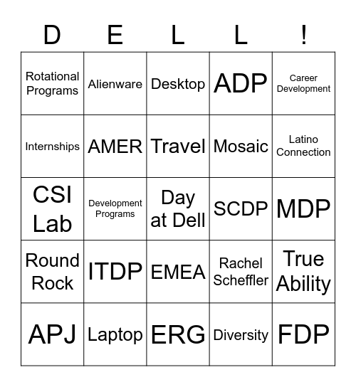 Day at Dell Bingo Card