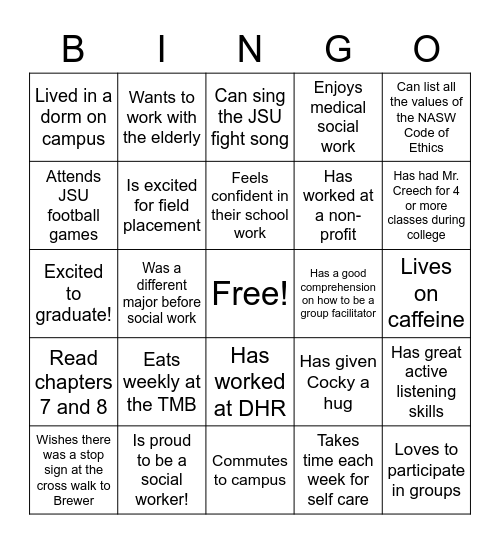 Ice Breaker Bingo Card