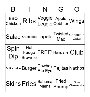 Hard Rock Bingo Card