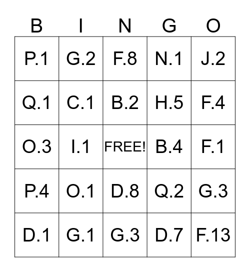 IXL BINGO Card