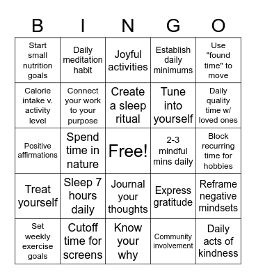 THRIVE Bingo Card