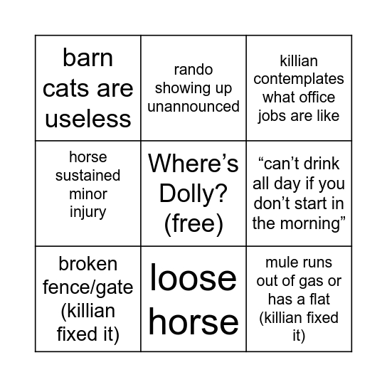 victoria’s at another horse show Bingo Card