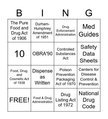 Laws & Regulations Review BING-o Bingo Card