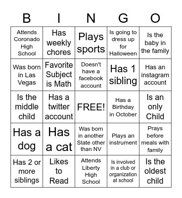 Ice-Breaker Bingo Card