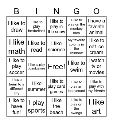 Get to Know YOU BINGO Card