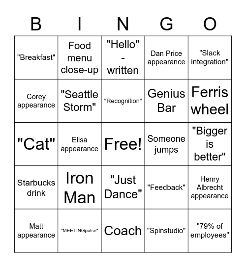 Steven Guo TINYpulse Bingo Card