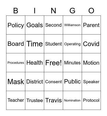 Circus Bingo Card