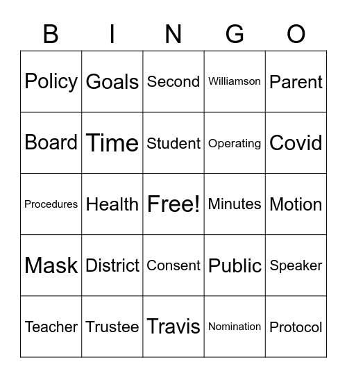 Circus Bingo Card