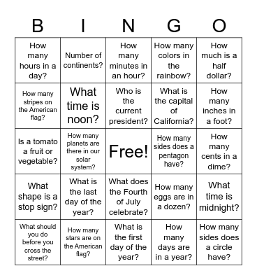 Untitled Bingo Card