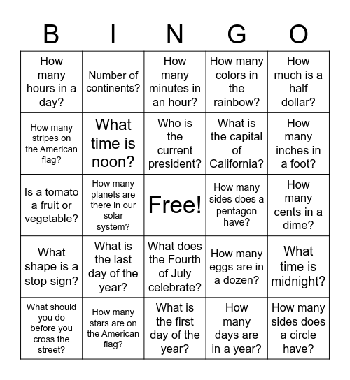 Untitled Bingo Card