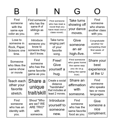 Interactive Human Bingo Card