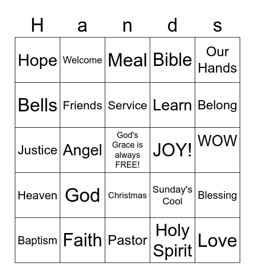 God's Work. Our Hands. CLC Bingo! Bingo Card