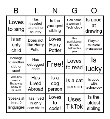 GWC People Bingo Card