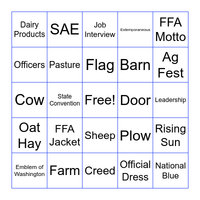 FFA Bingo! Bingo Card