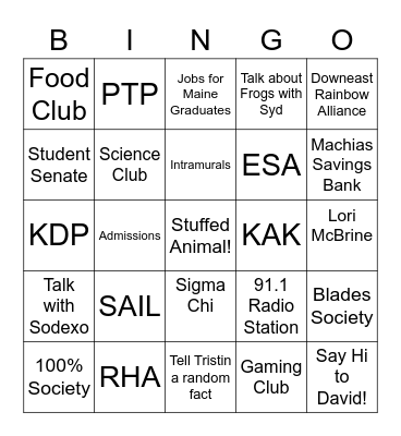 Welcome Back Fair Bingo Card