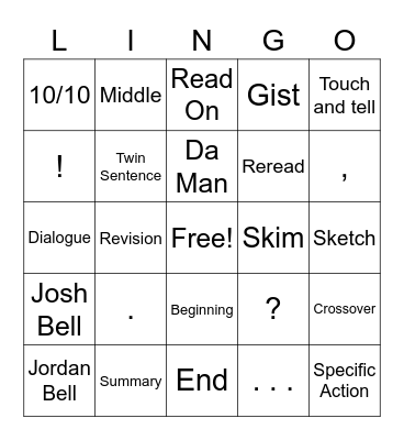 ELA BINGO Card