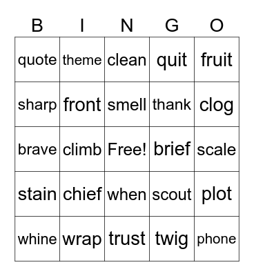 SJ: Vowel Patterns in One-Syllable Words Bingo Card