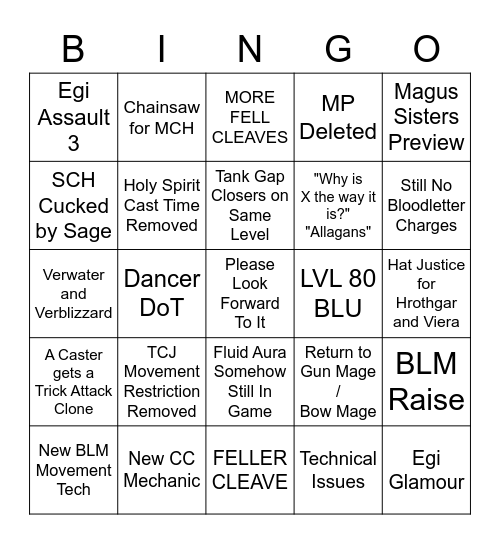 ENDWALKER LIVELETTER BINGO Card