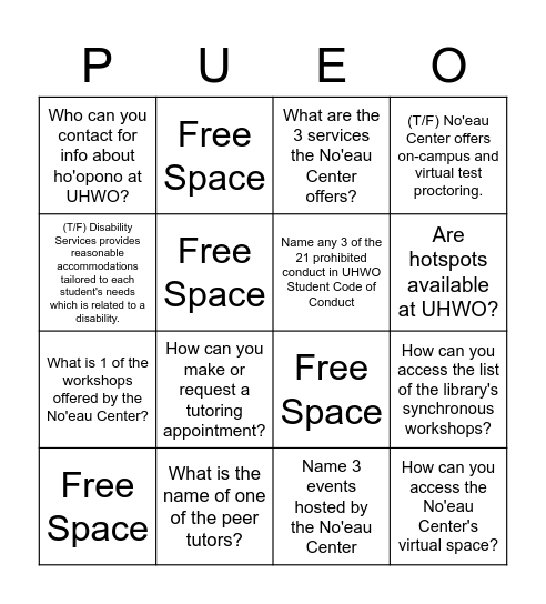 Taylor's Bingo Card Bingo Card