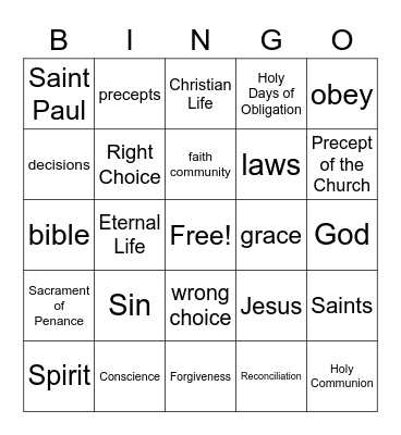 Help with Choices Bingo Card