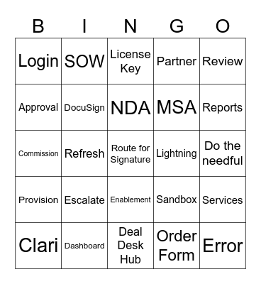 Sales Ops Bingo Card