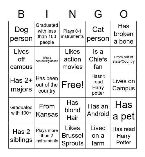 SAS Bingo Card