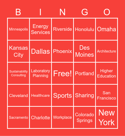 DLR Group Bingo Card