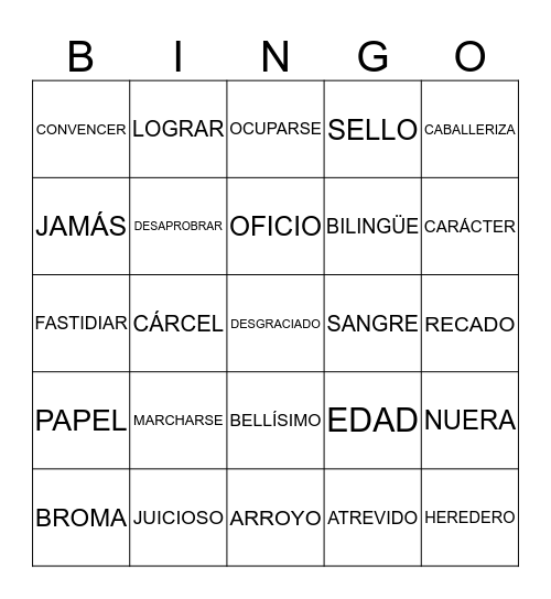 CUENTOS Bingo Card