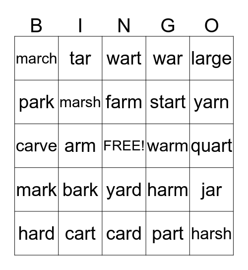 AR BINGO BOARD Bingo Card