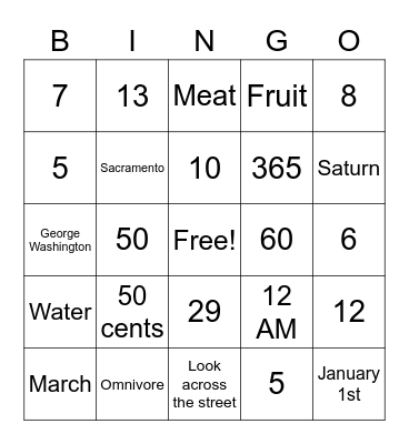 Untitled Bingo Card