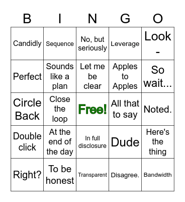 Happy Hour Bingo Card
