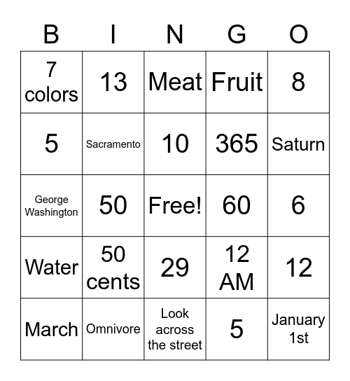 Untitled Bingo Card